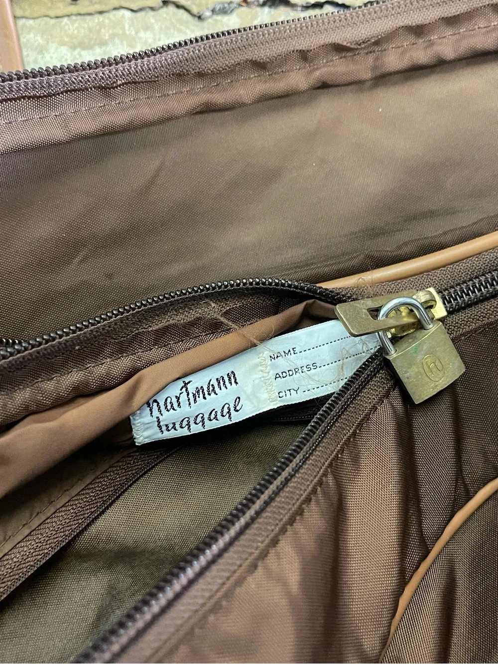 Vintage Hartmann Luggage Brown Tan Softside Garment Travel Suitcase Bag Lock